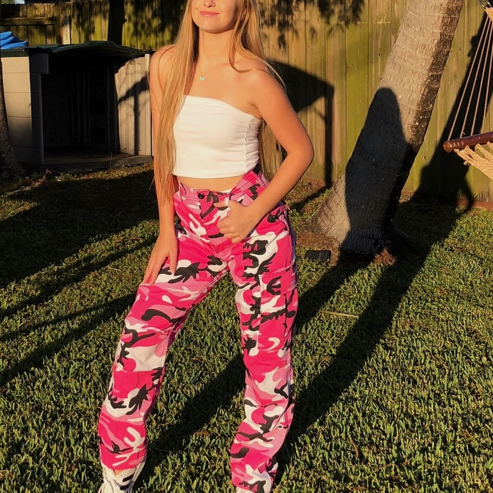 Pink Camo Cargo Pants | Size XS